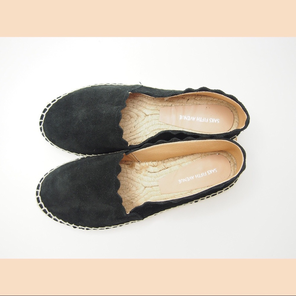 Saks Fifth Avenue Suede Scallop Espadrilles Sz 7.5